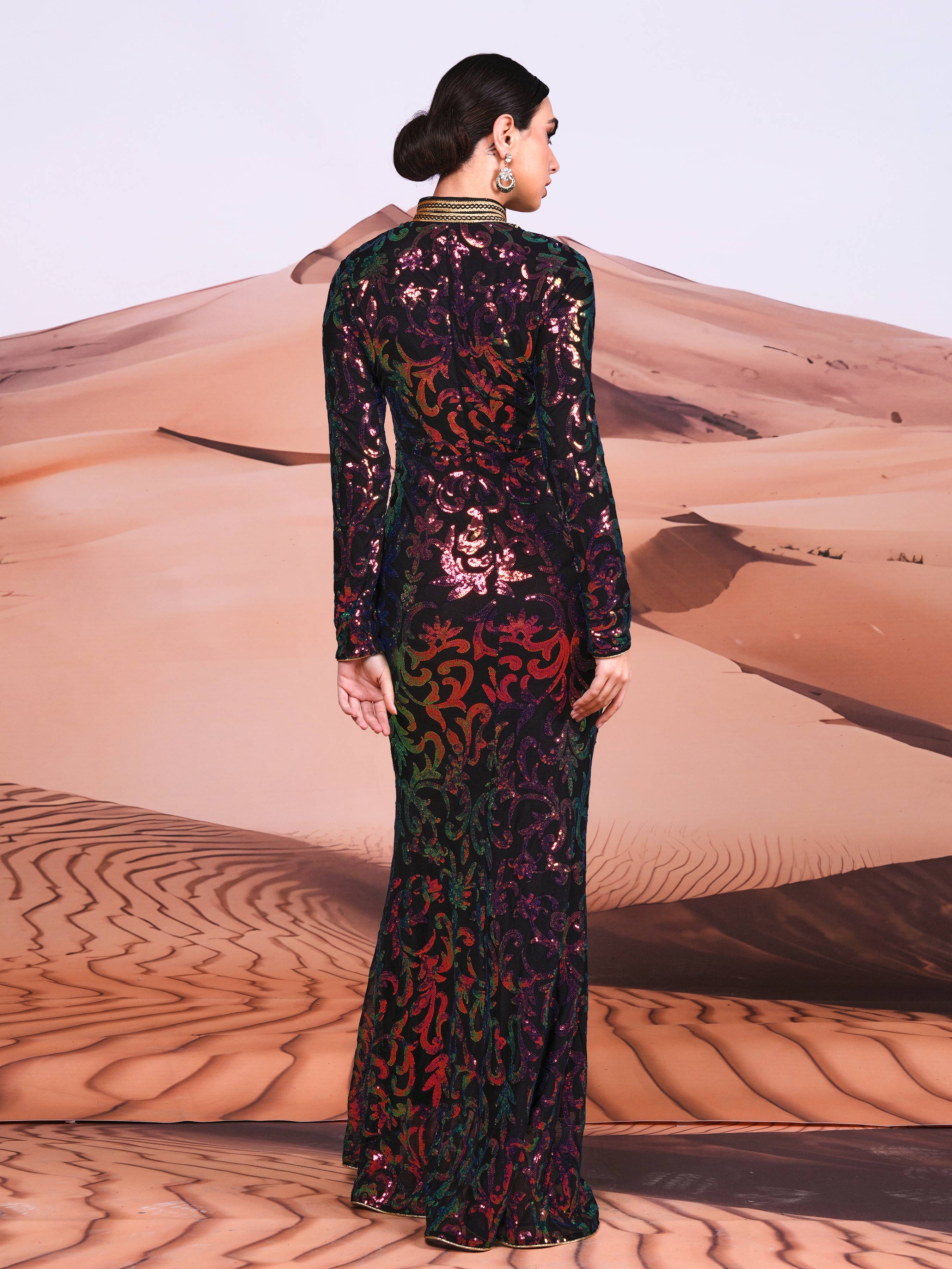 Long Sleeve Mermaid Sequin Maxi Dress MES00427