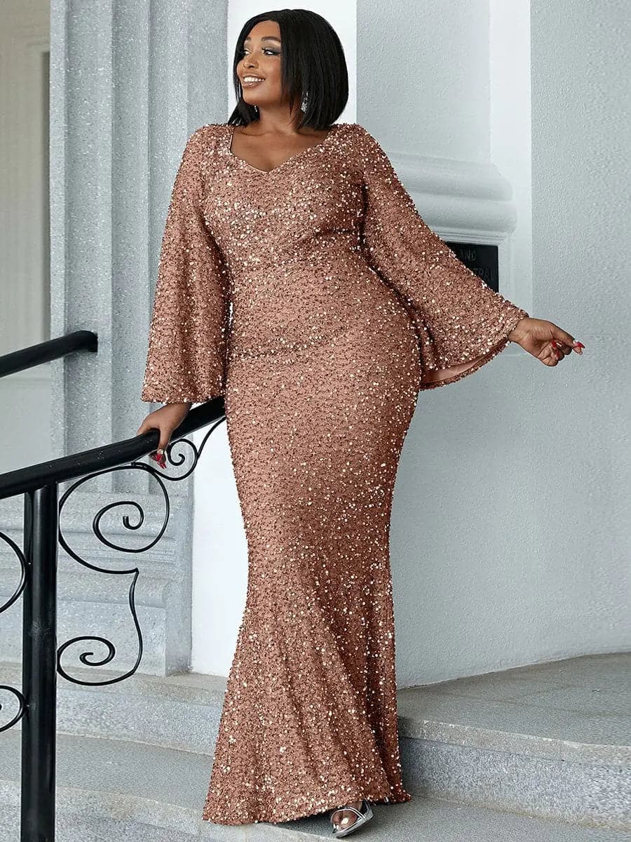 Sequin Bell Sleeve Mermaid Dress M02010