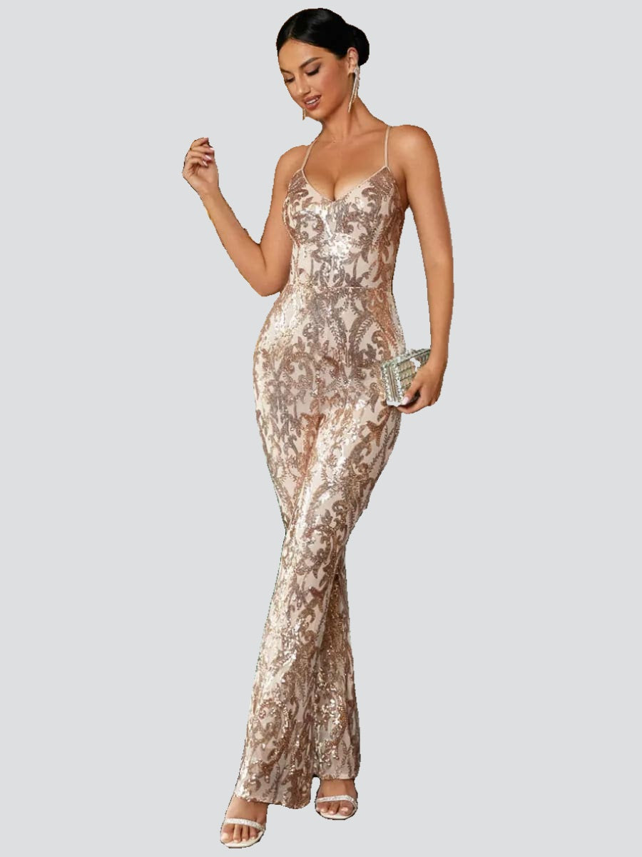 Deep V Neck Spaghetti Jumpsuits RH30064