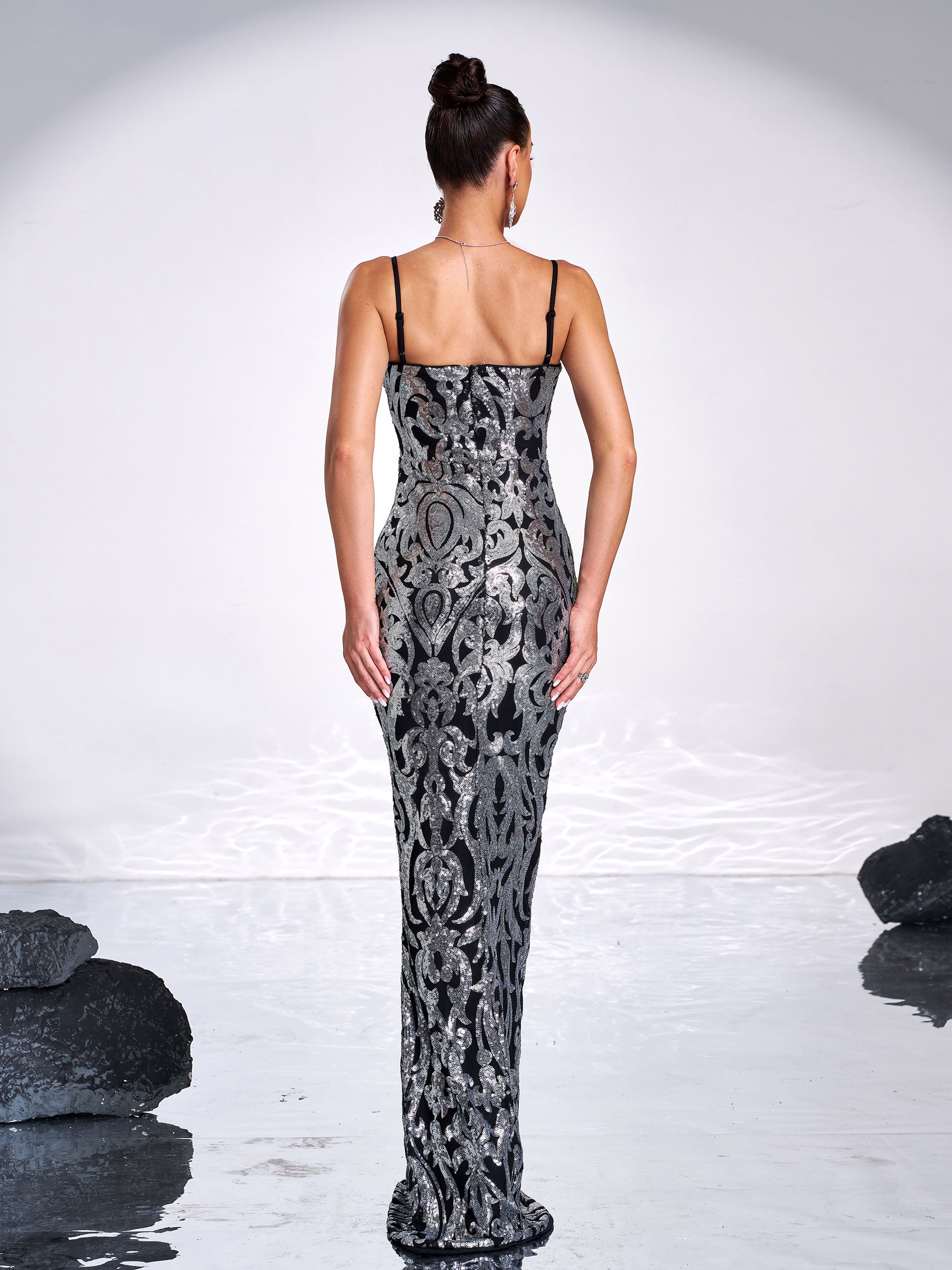 Spaghetti V-neck Mermaid Dress M0808