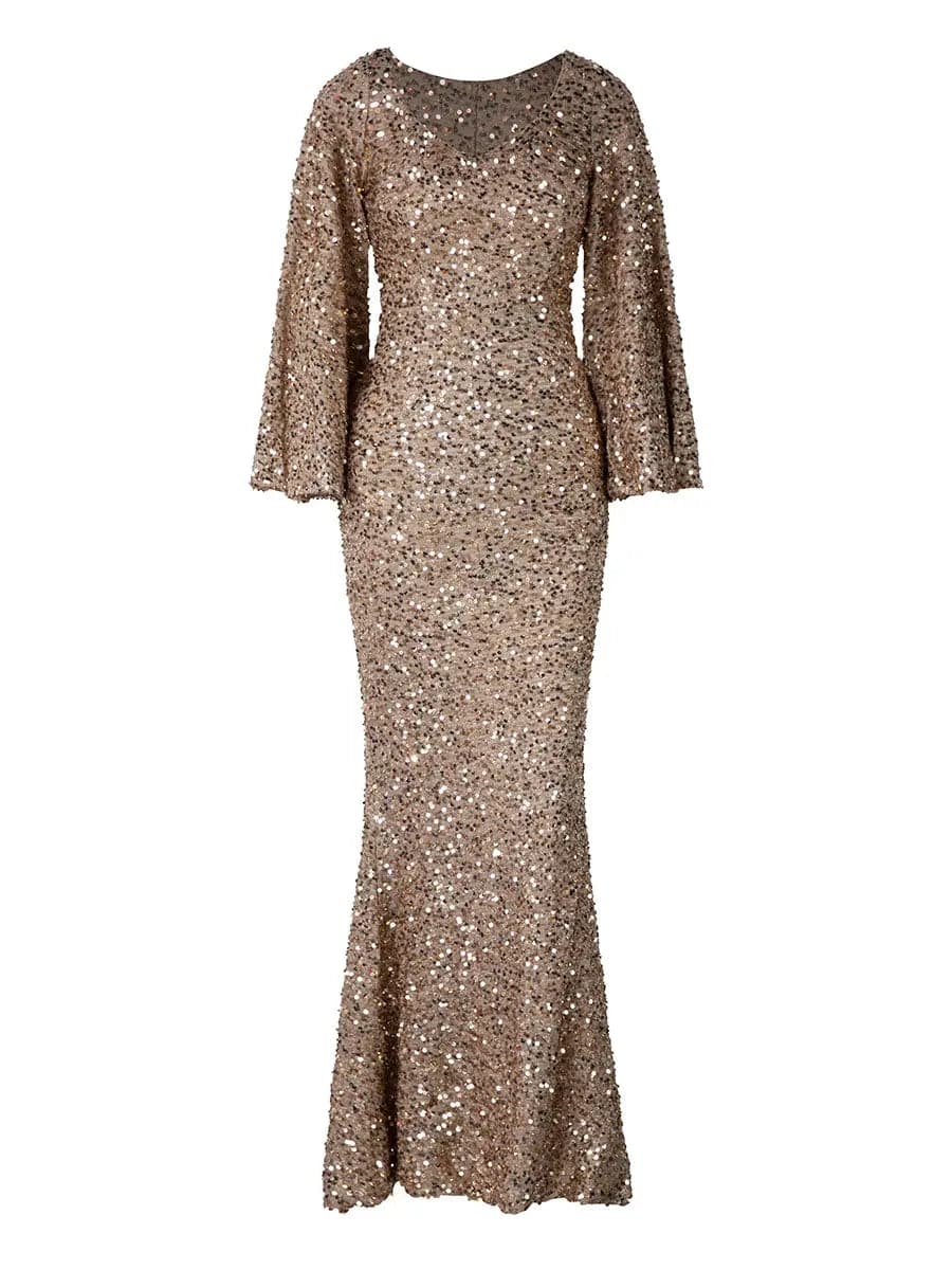 Sequin Bell Sleeve Mermaid Dress M02010
