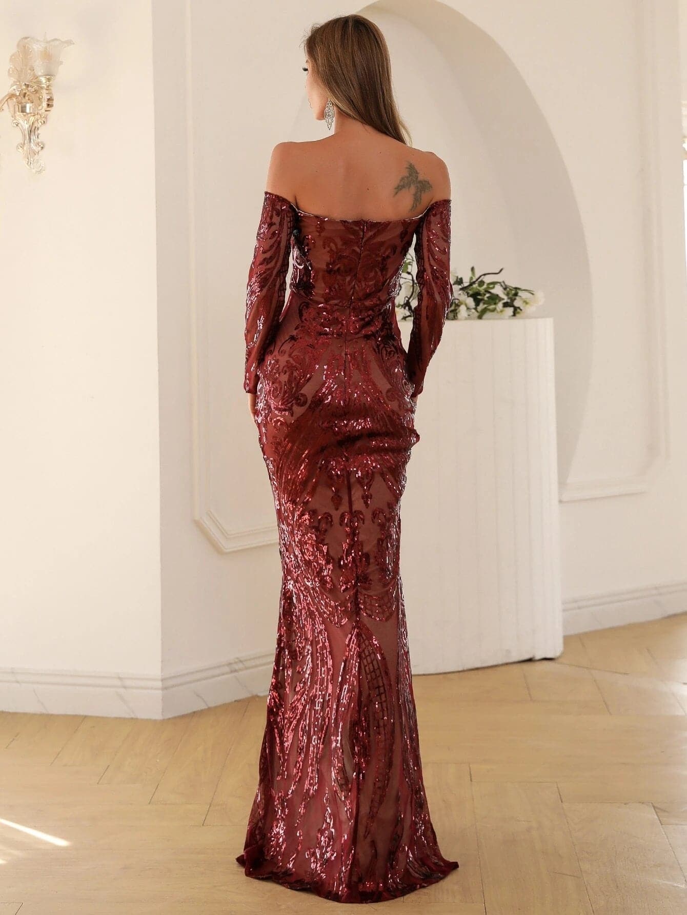 Off Shoulder Sequin Prom Dress FT18392