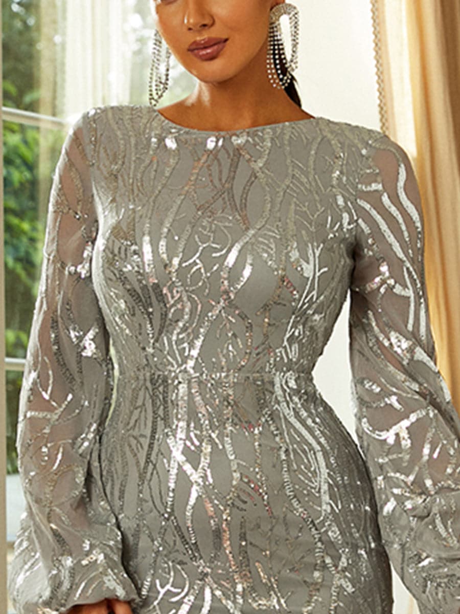 Long Sleeve Maxi Mermaid Sequin Dress XJ1500