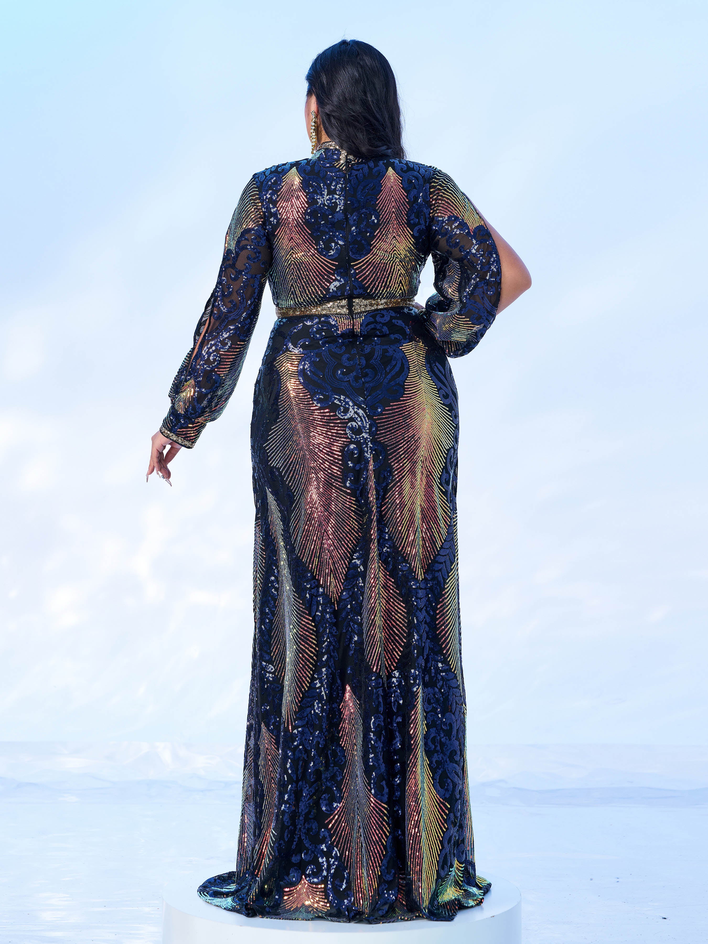 Plus Cutout Sequin Split Maxi Dress PME00330