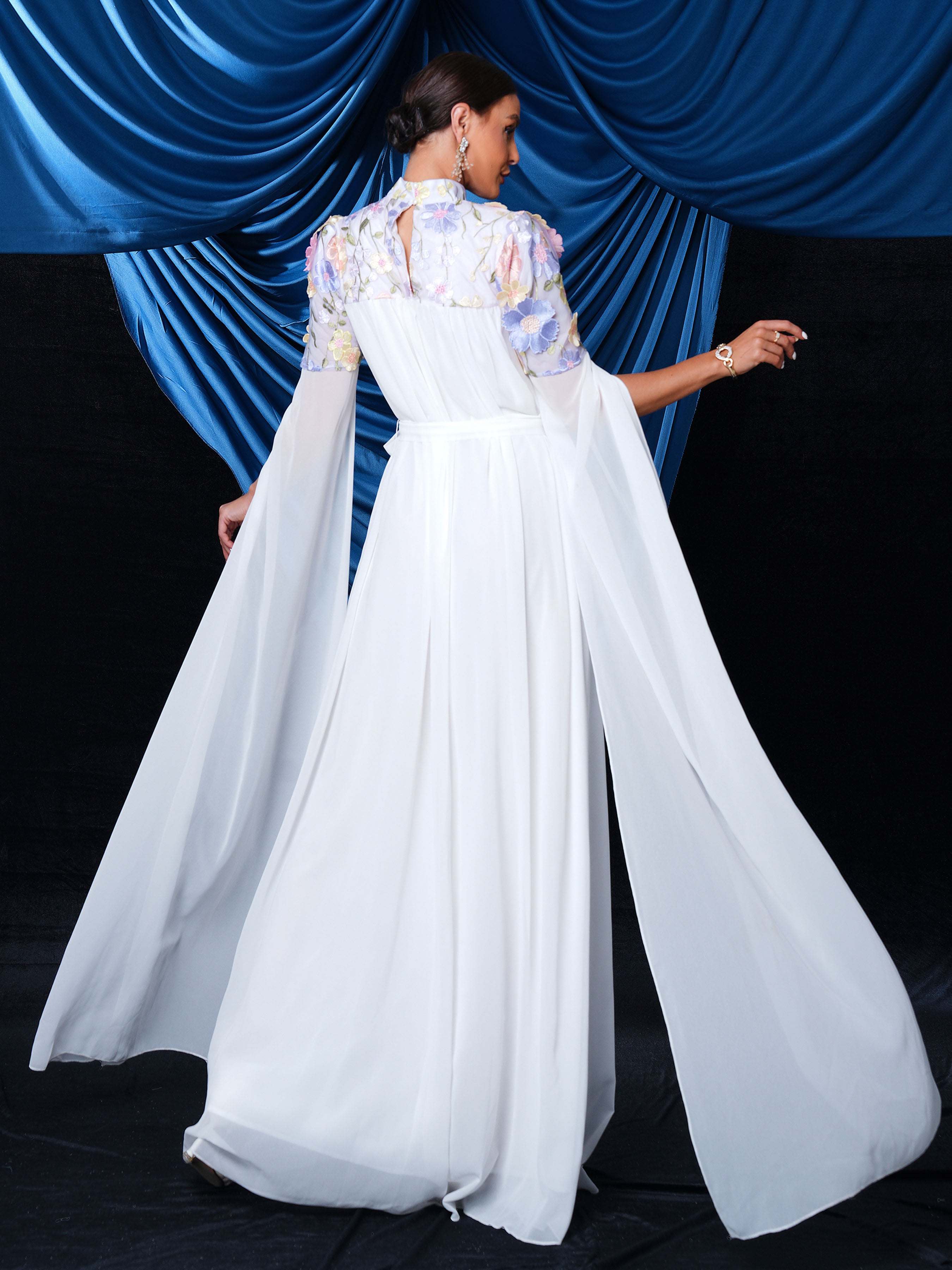 Floral Embroidery Tulle Bridesmaid Dress MES00447