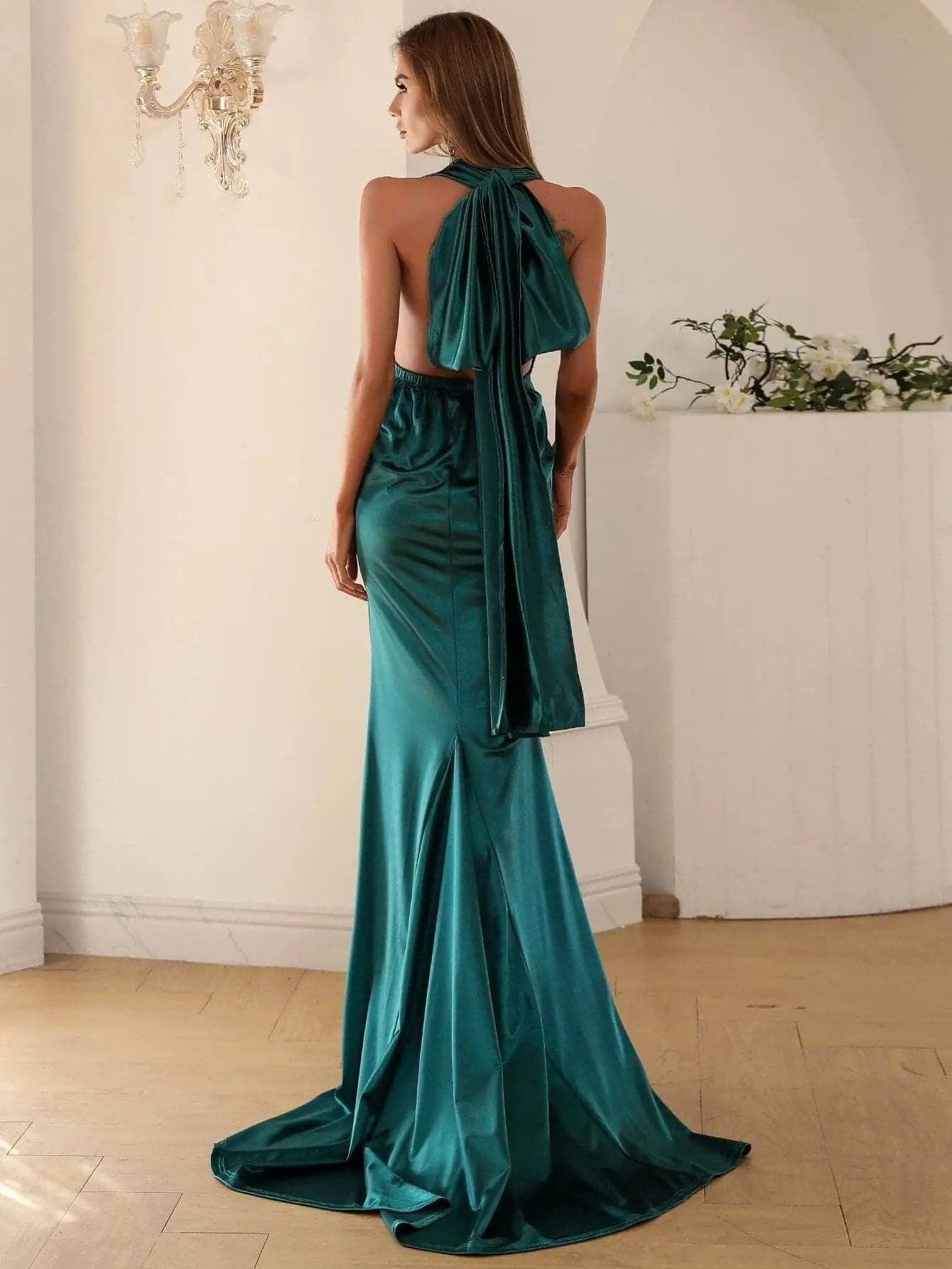 Convertible Maxi Satin Dress FT5035