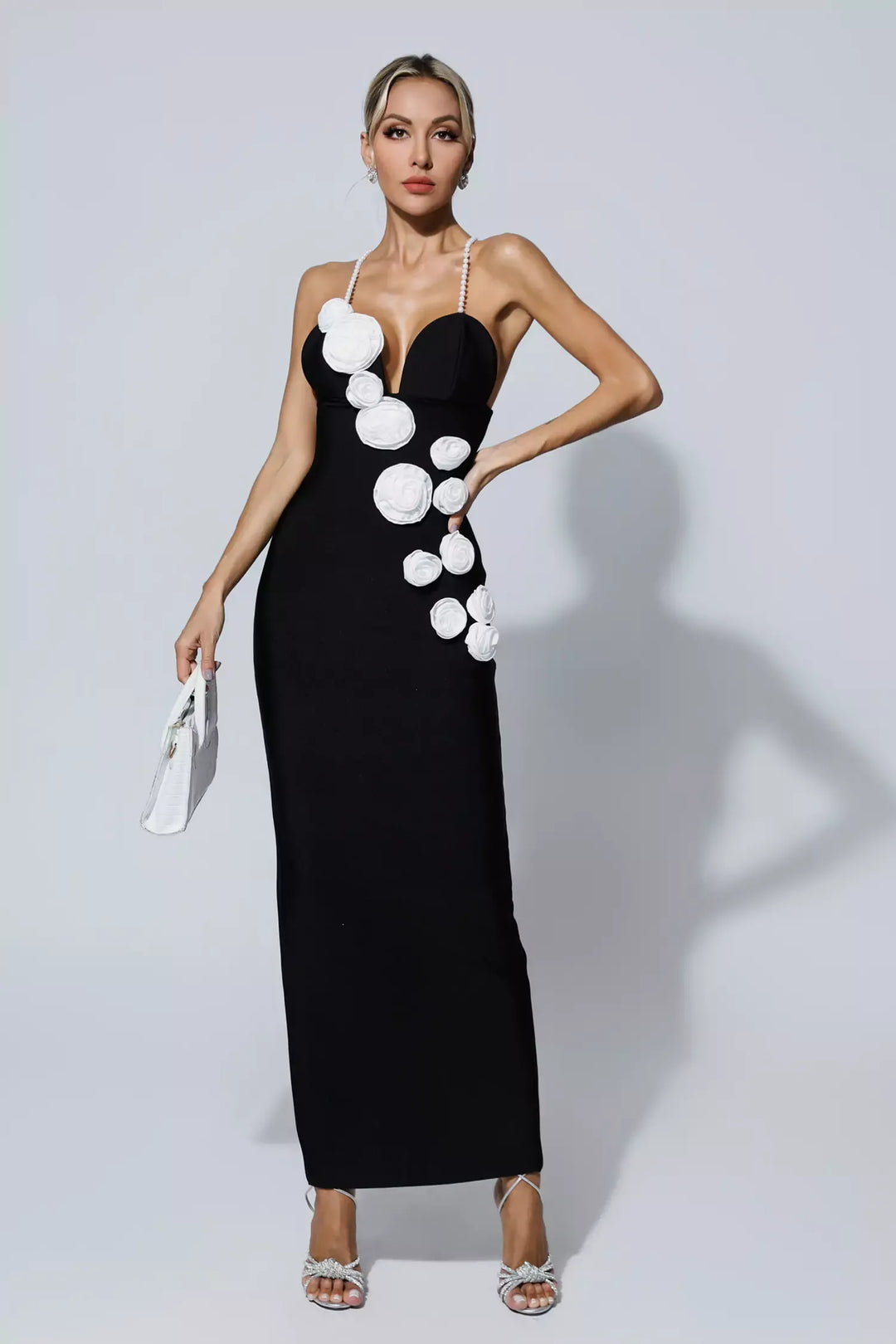 Pearl Shoulder Strap Stereoscopic Dress MSD1287