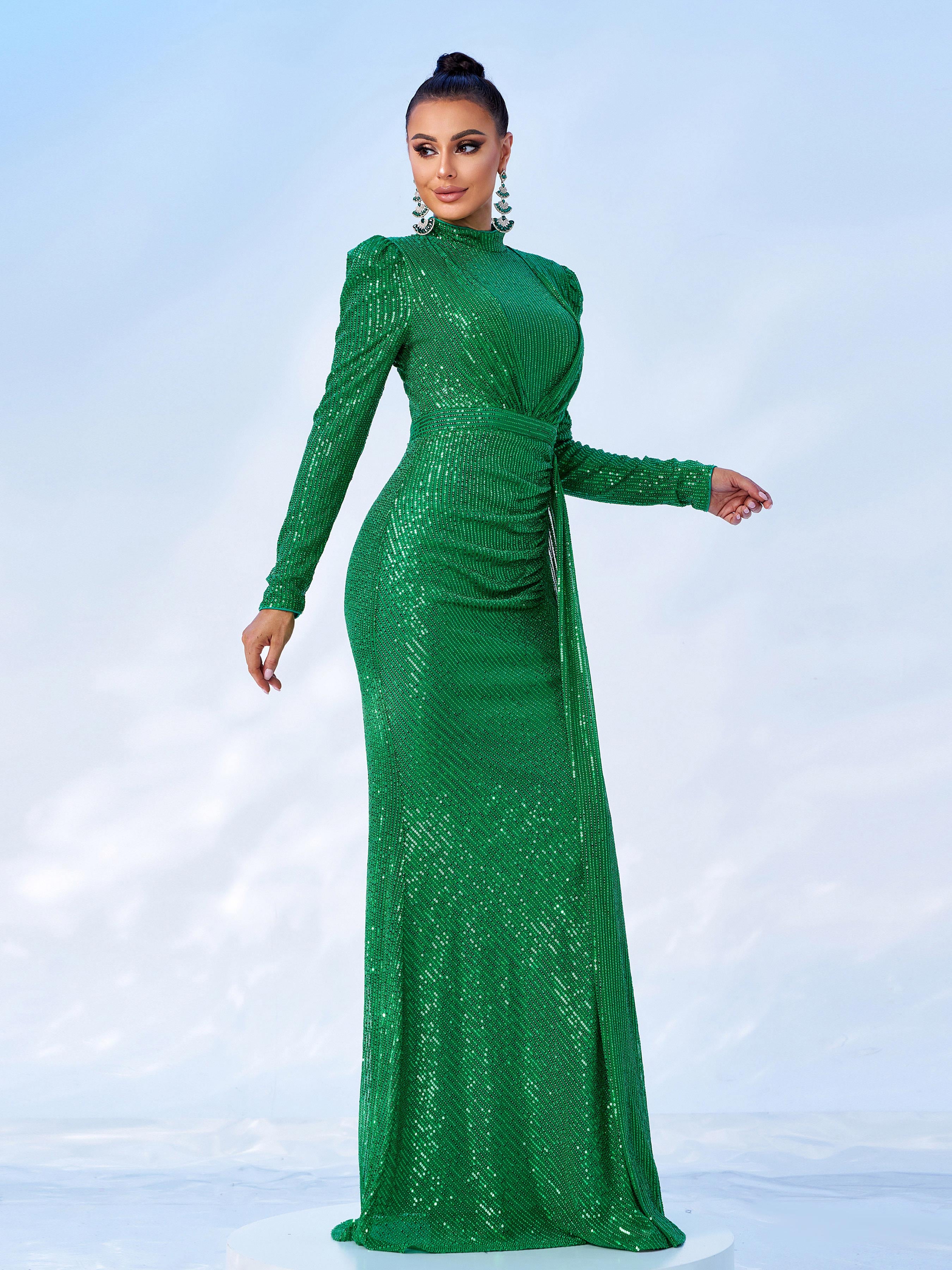 Full Cover Brown Sequin Dress RJ11834