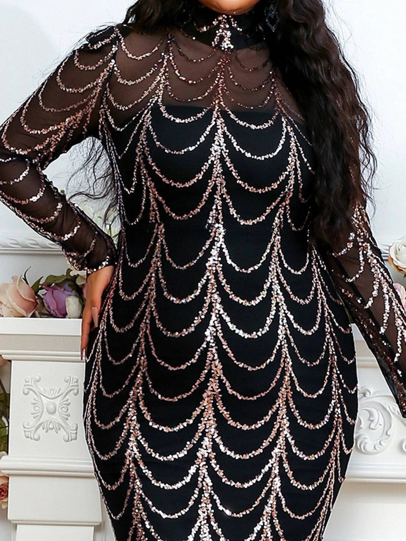 Plus Beads Chain Mermaid Prom Dress P0080