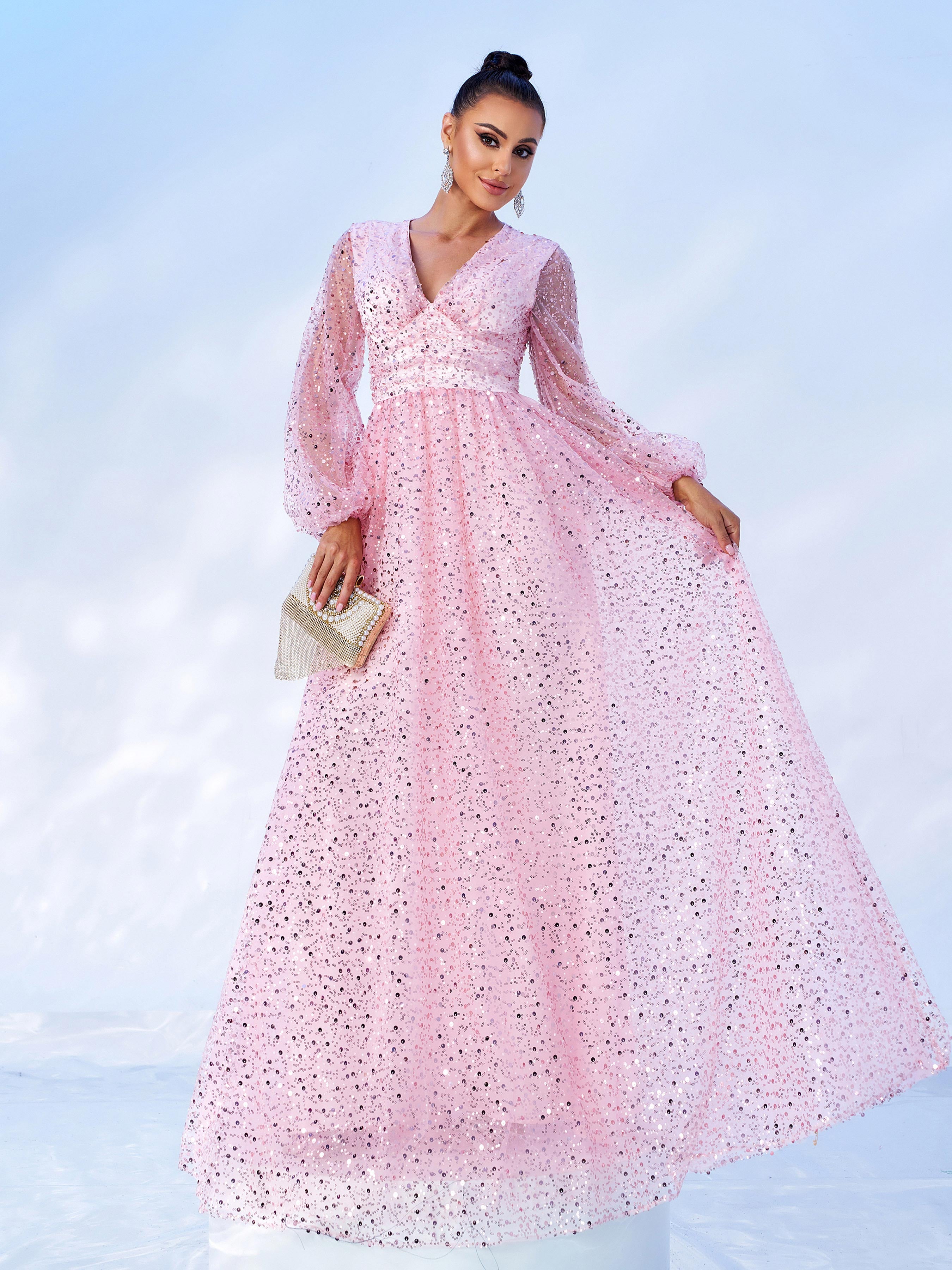 V-neck A-line Mesh Princess Dress GM00559