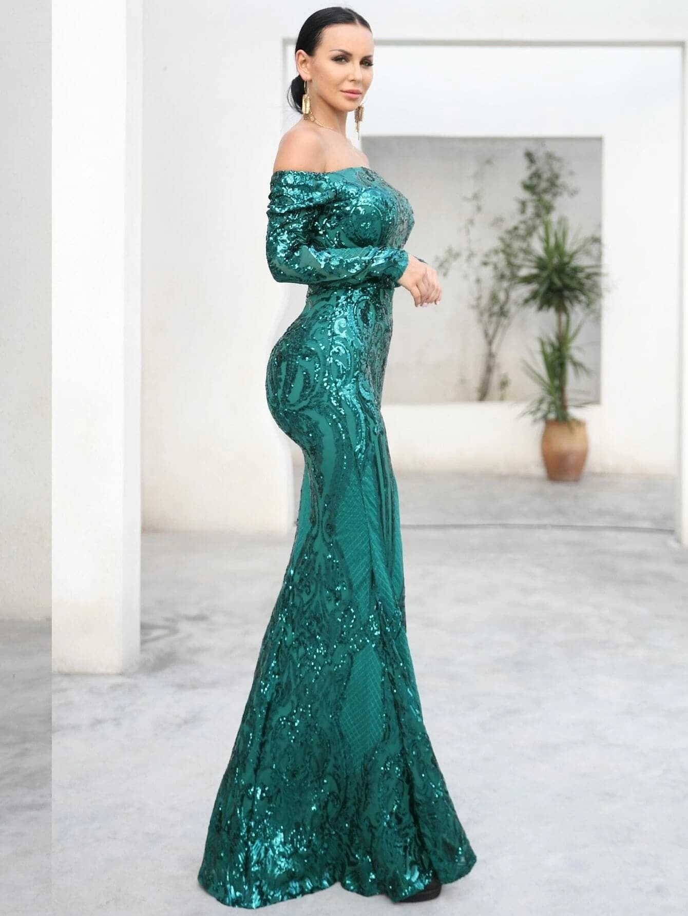 Off Shoulder Sequin Prom Dress FT18392