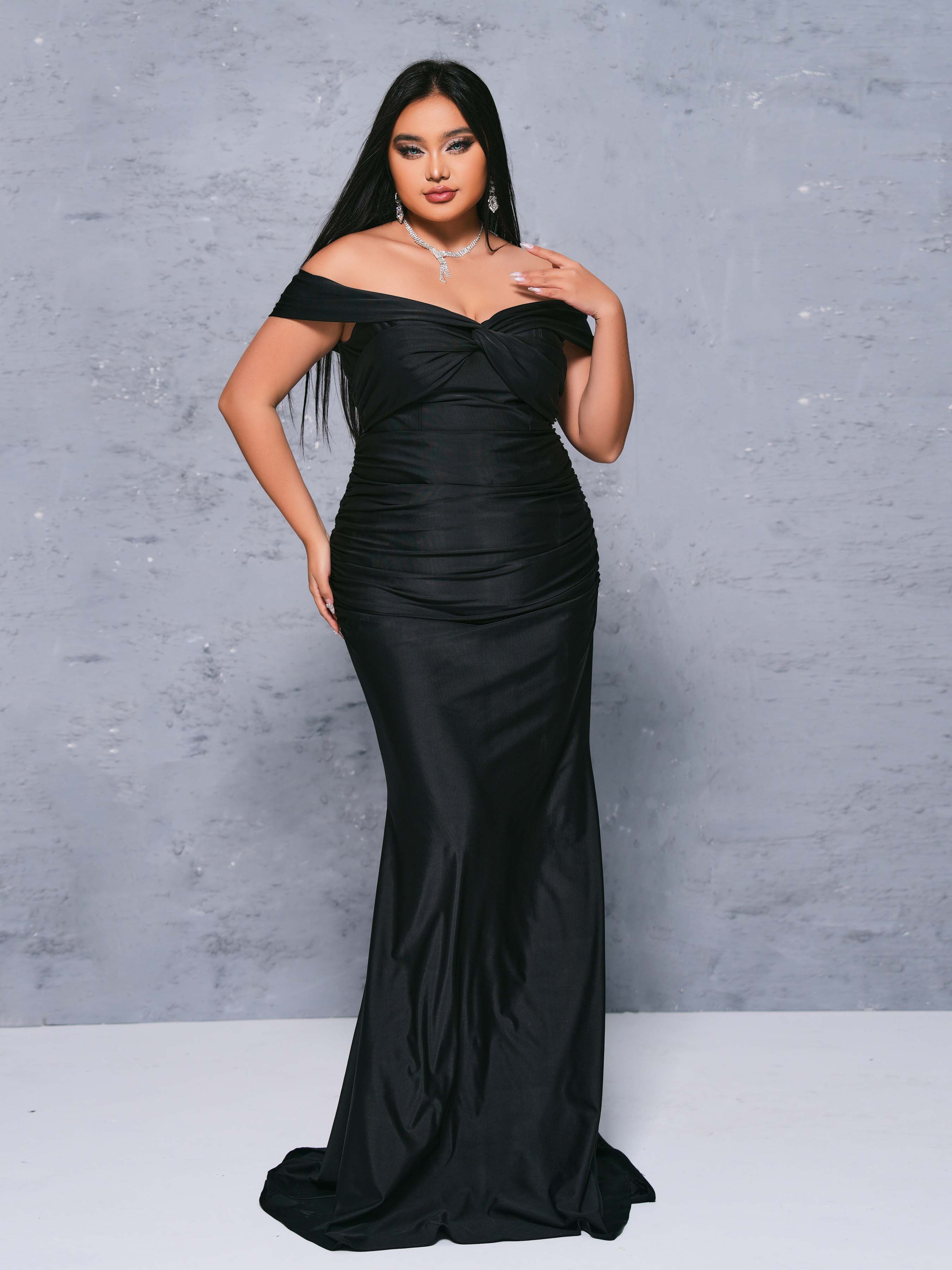 Plus Off Shoulder Backlss Mermaid Dress PRA60120