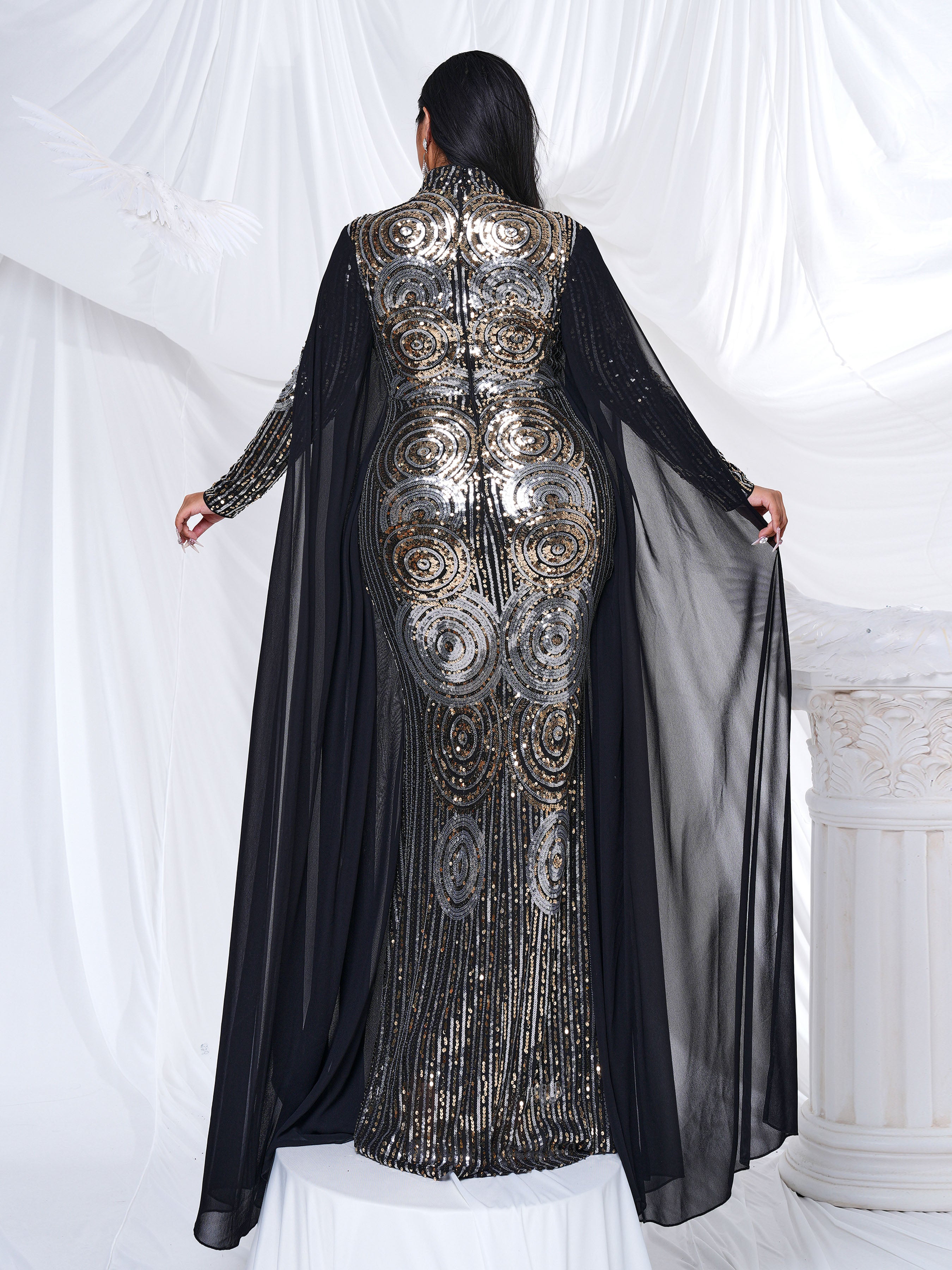 Plus Ribbon Mermaid Sequin Formal Dress PMES00386