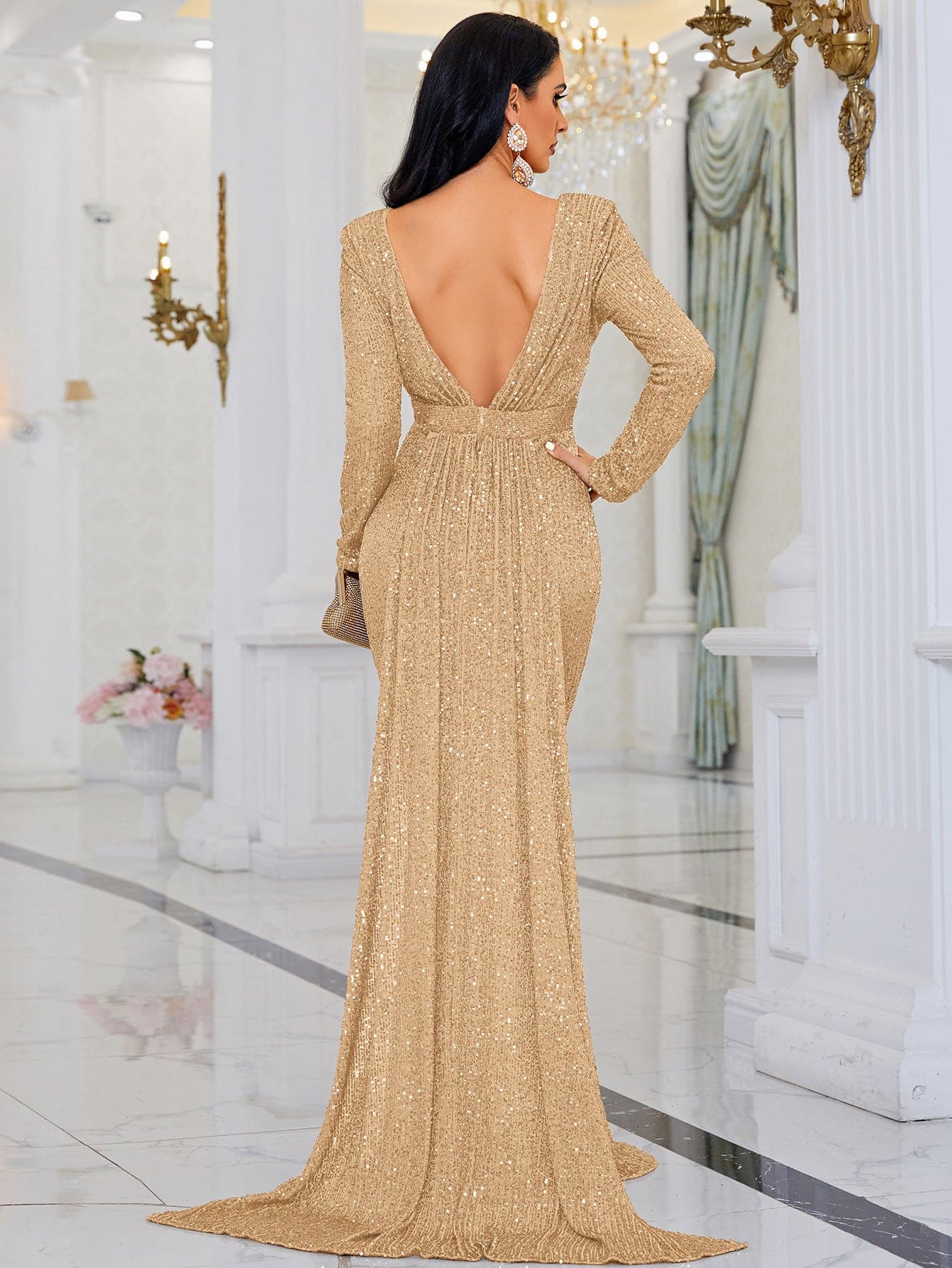 Glitter Backless Mermaid Dress M02022