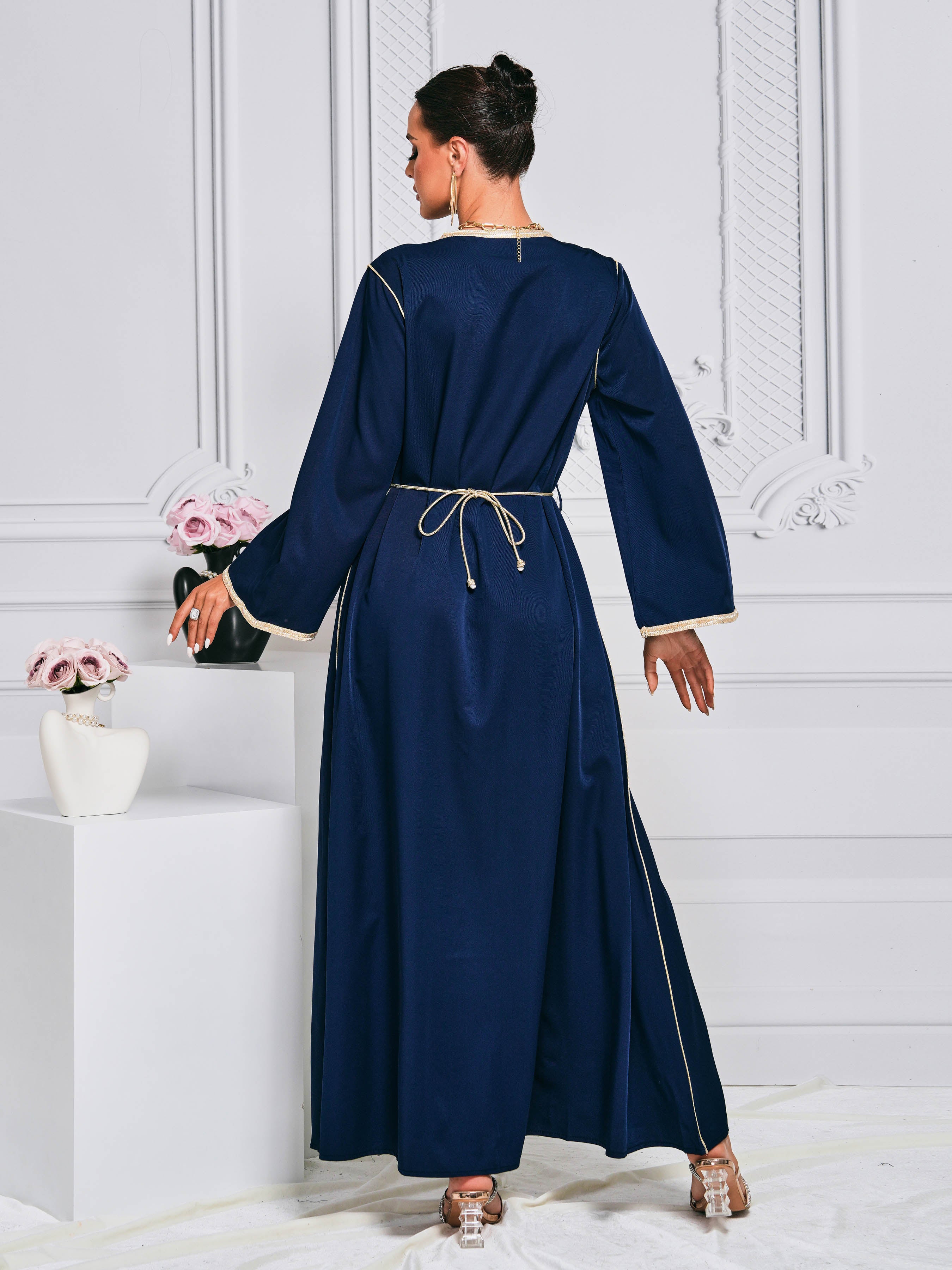 Floral Embroidered A-line Muslim Dress ME00222