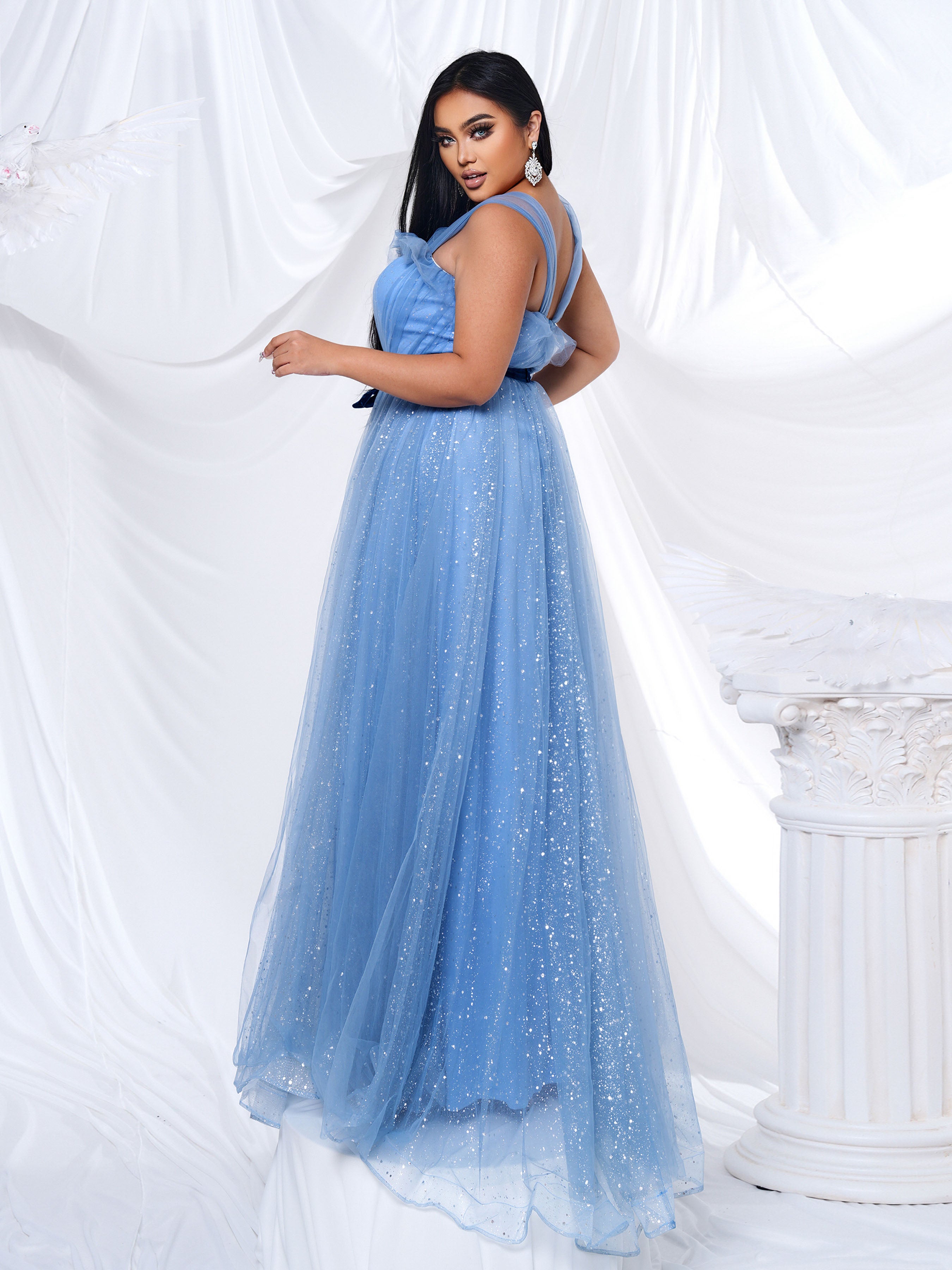 Plus Sleeveless A-line Tulle Bridesmaid Dress PRY40049