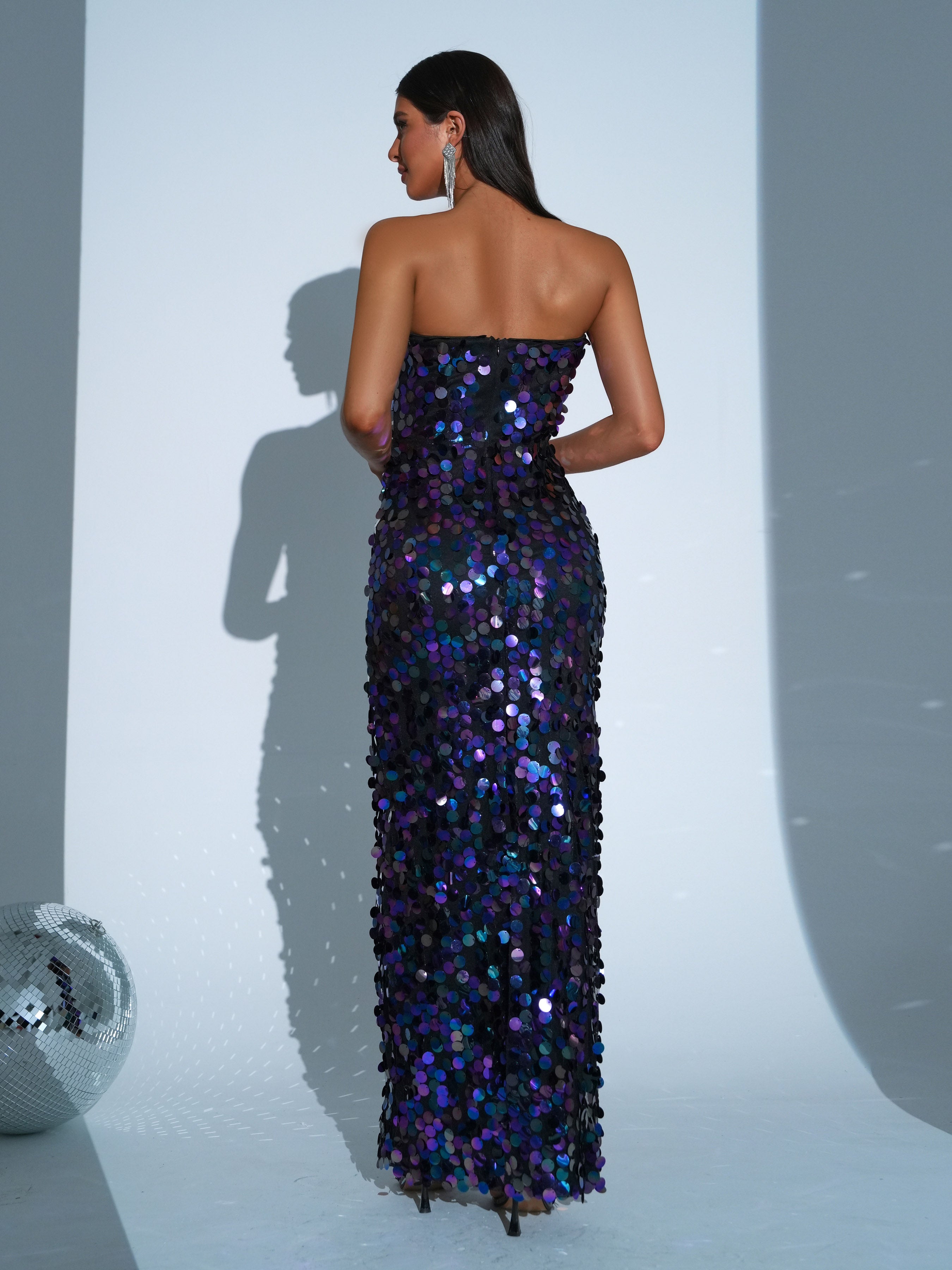 Tube Top Sequin Blue Maxi Dress RJ11580