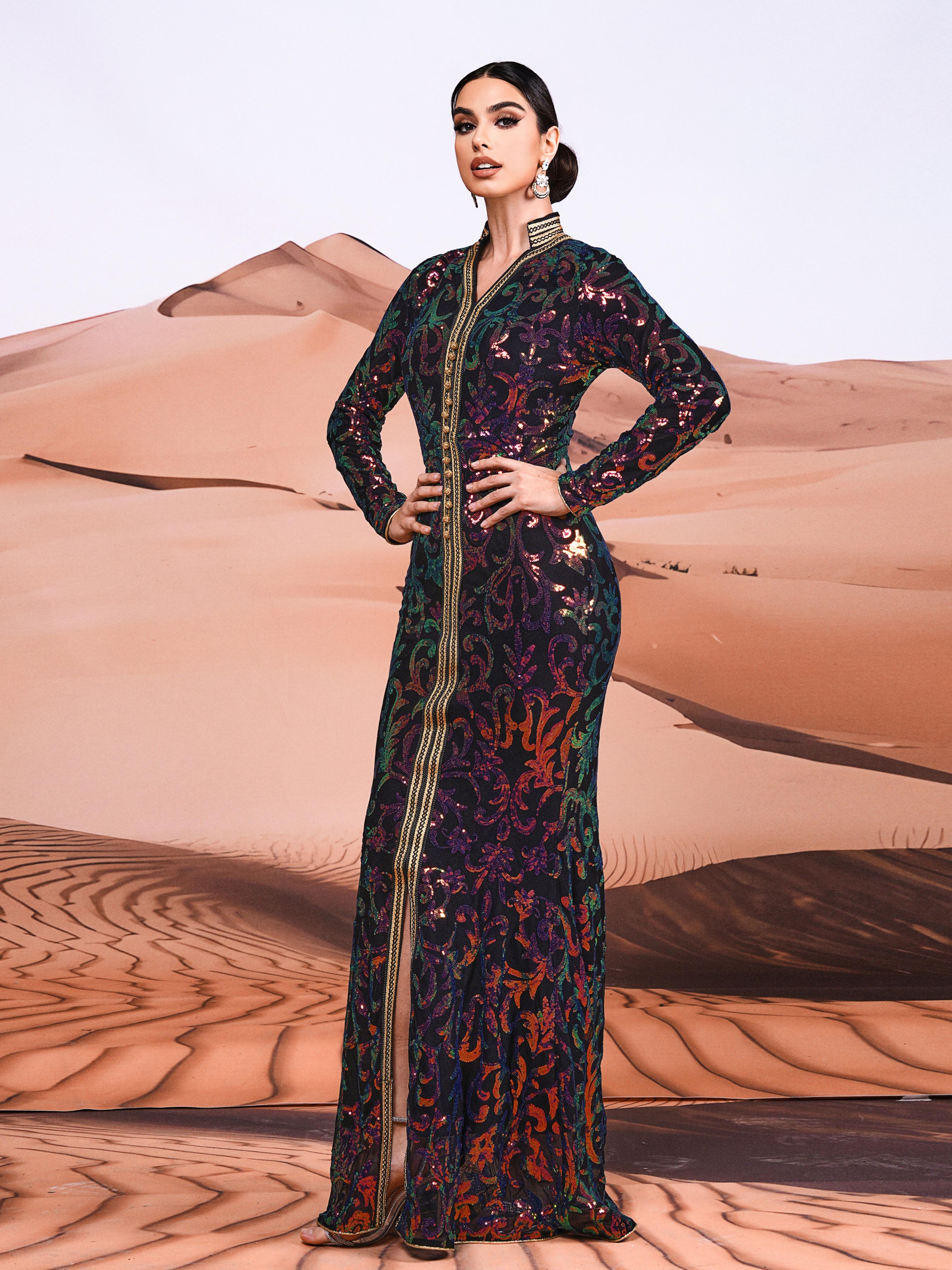 Long Sleeve Mermaid Sequin Maxi Dress MES00427