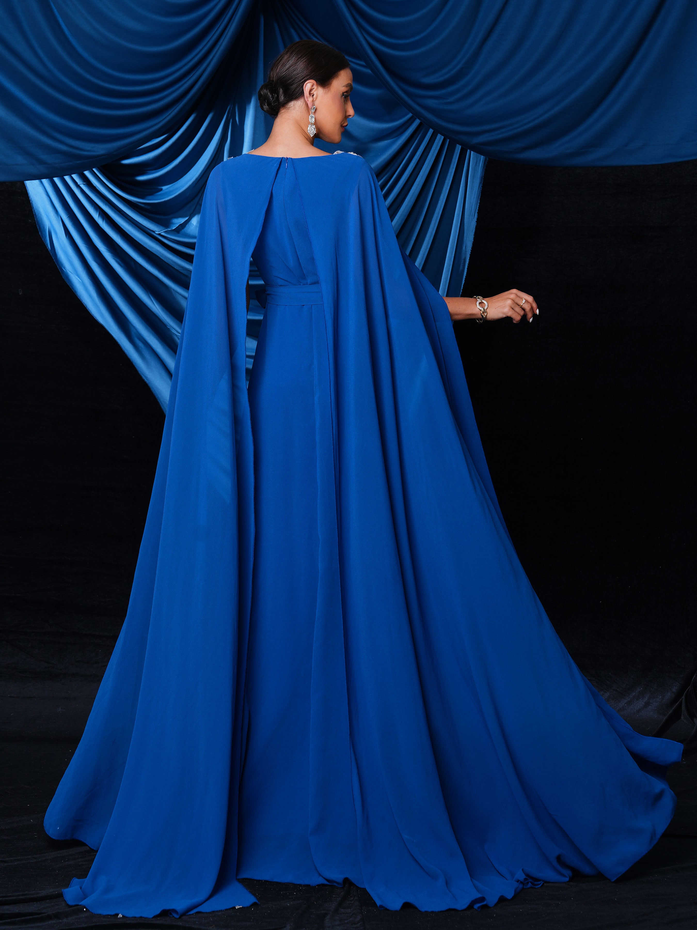 Embroidery Cape Sleeve Wedding Guest Dress RH31145