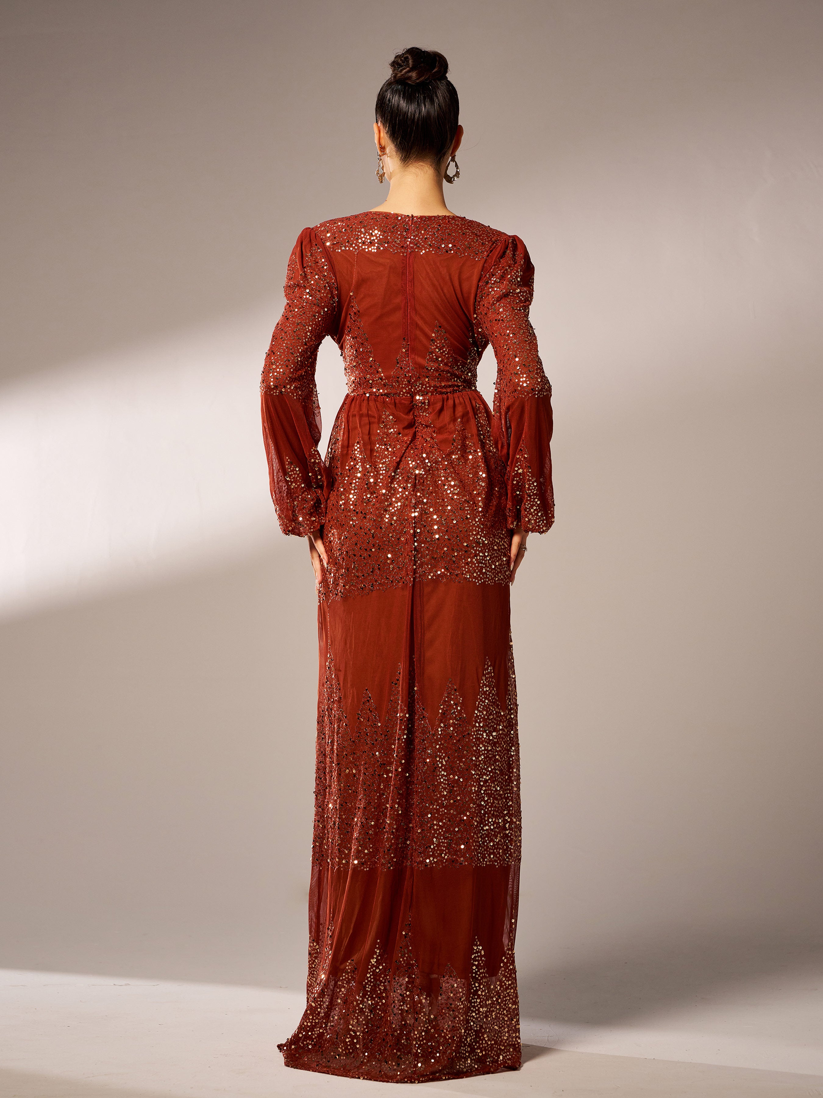 Sexy V-neck Slit Sequin Prom Dress GM00627