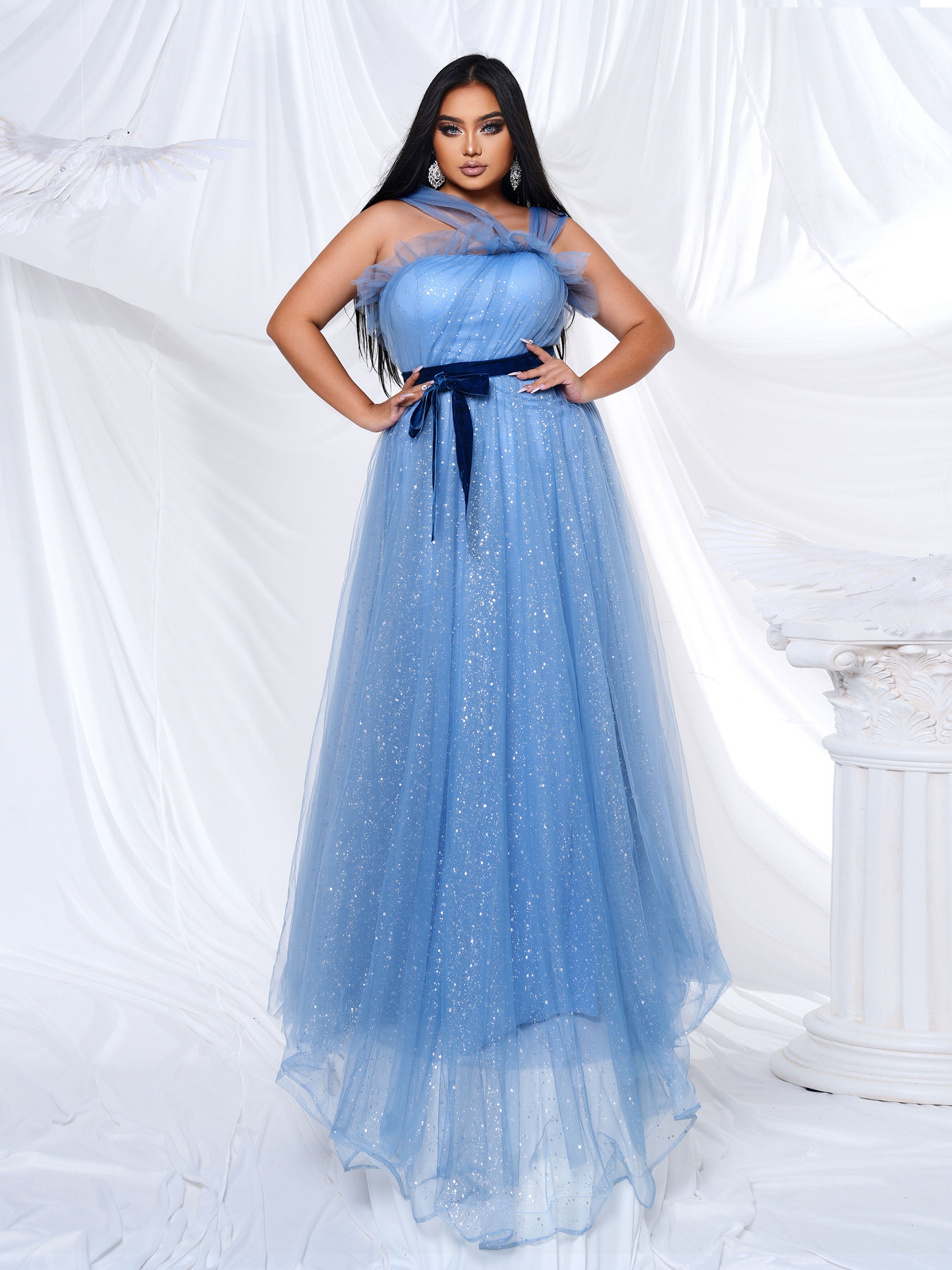 Plus Sleeveless A-line Tulle Bridesmaid Dress PRY40049