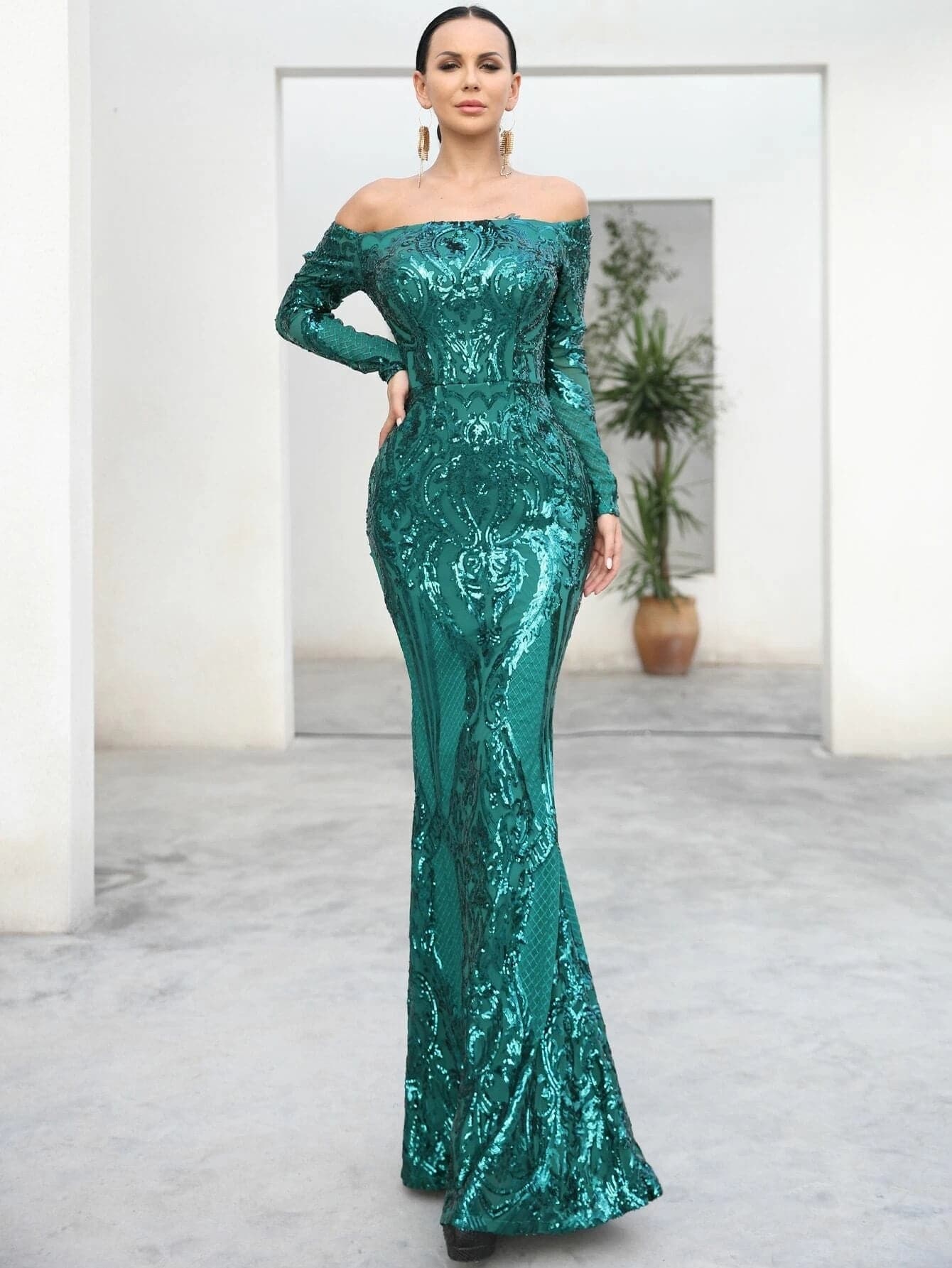 Off Shoulder Sequin Prom Dress FT18392