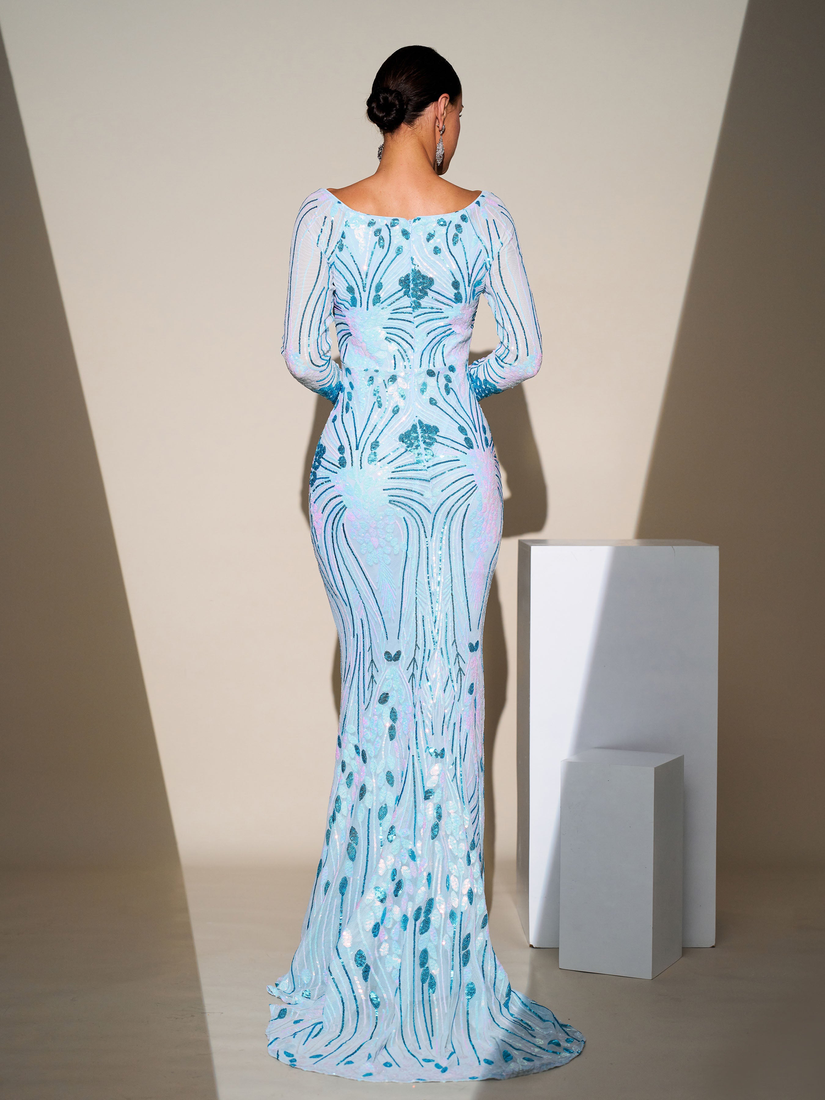 Long Sleeve Sequin Mermaid Formal Dress GM00331