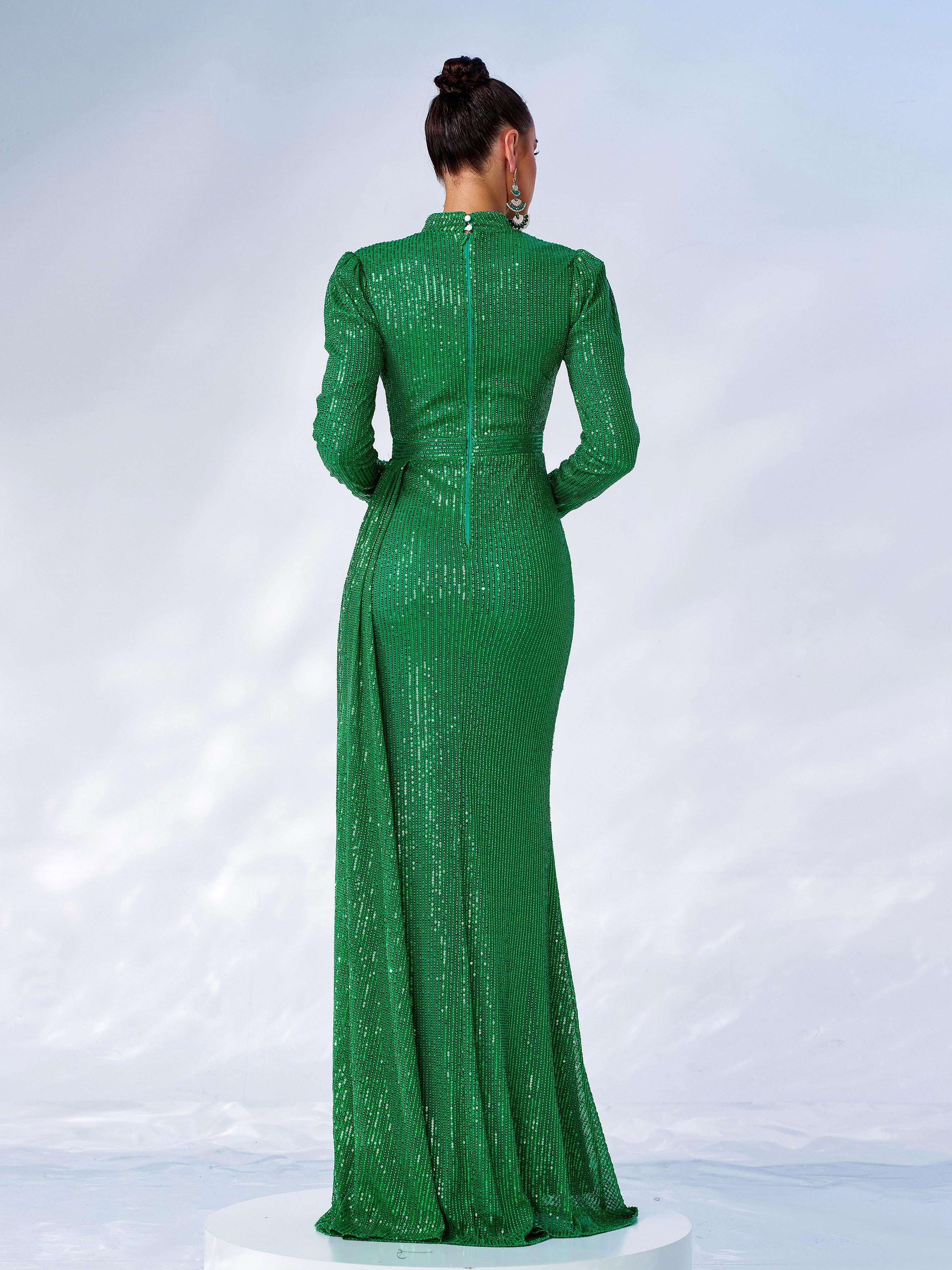 Full Cover Brown Sequin Dress RJ11834